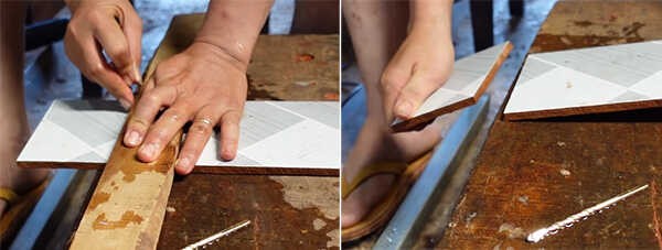 Sử dụng một điểm tựa để dùng lực tách đôi gạch