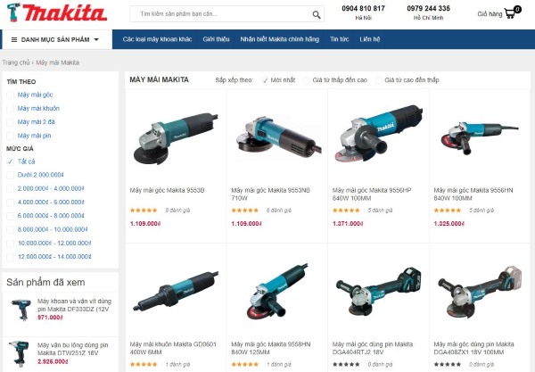 Website bạn máy mài Makita chính hãng trên toàn quốc